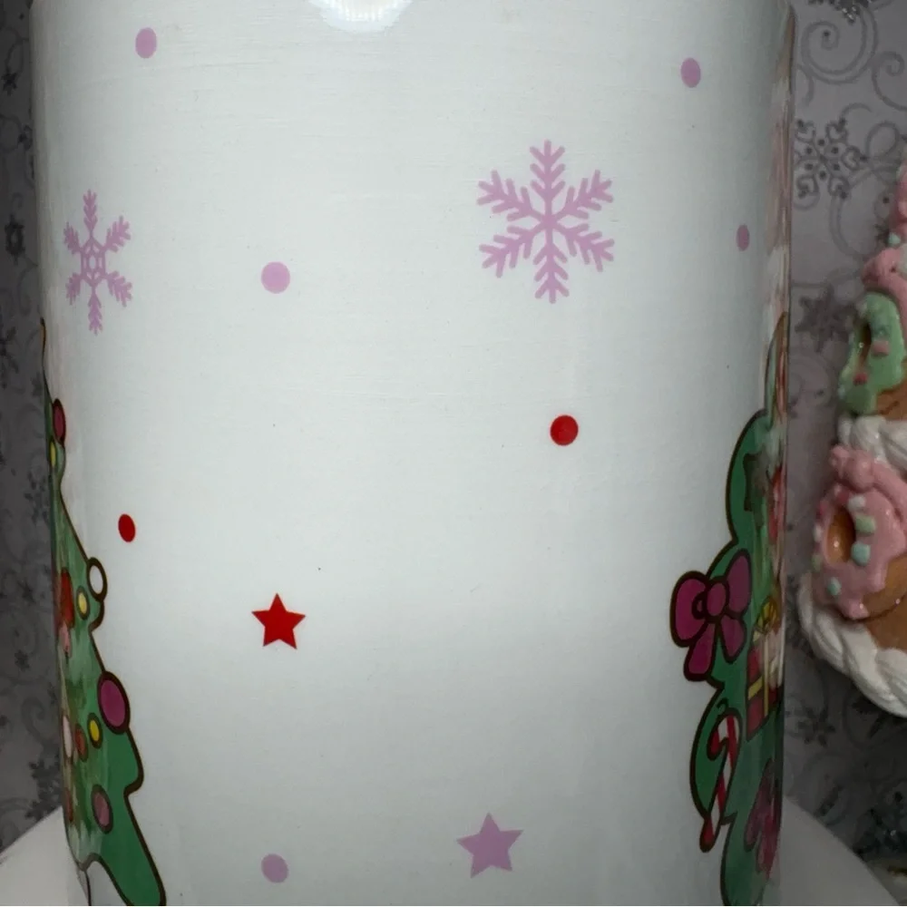 Sanrio Christmas Hello Kitty Wreath Snowflake Canister Cookie Jar w/Bow Topper - Picture 9 of 12